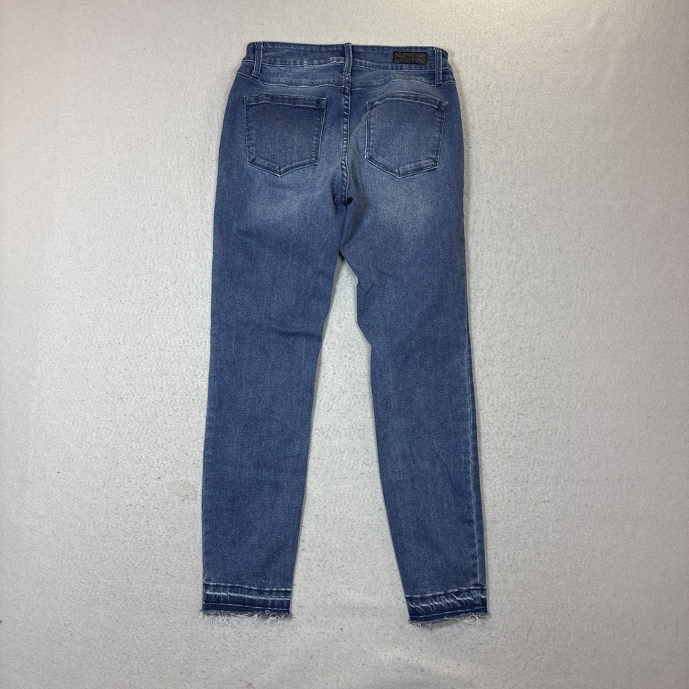 Kenneth Cole New York Jess Skinny Jeans Womens SZ 4 Blue Medium Raw Hem Stretch - Picture 6 of 11